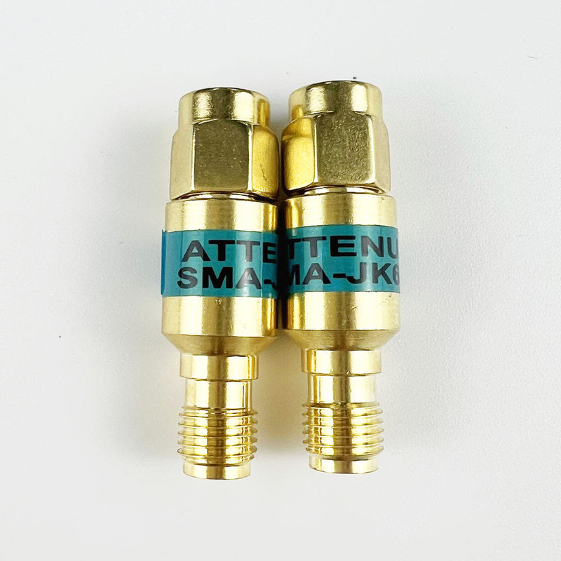 2W DC-6GHz SMA Mężczyzna do SMA Kobieta Koaksjalny Attenuator RF 1/2/3/5/6/10/15/30db Attenuator SMA Stałe złącza Płytka złota
