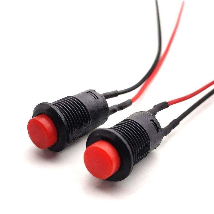 Wintai-Tech przyciskowy przełącznik klakson 12v przyciskowy przełącznik startowy 12mm chwilowy przyciskowy przełącznik z zespołem kablowym
