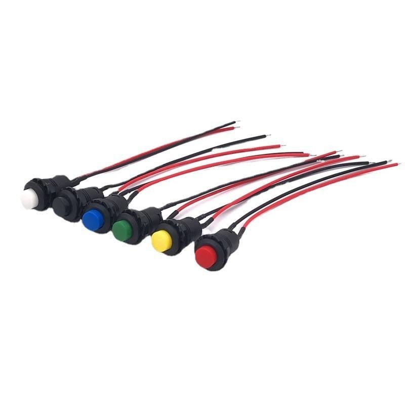Wintai-Tech przyciskowy przełącznik klakson 12v przyciskowy przełącznik startowy 12mm chwilowy przyciskowy przełącznik z zespołem kablowym