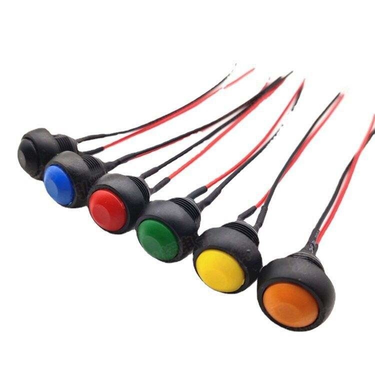 Wintai-Tech przyciskowy przełącznik klakson 12v przyciskowy przełącznik startowy 12mm chwilowy przyciskowy przełącznik z zespołem kablowym
