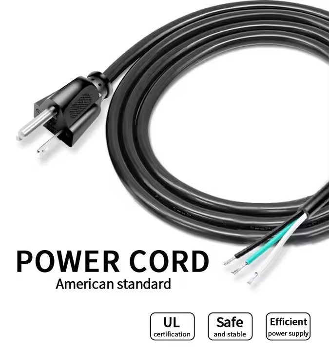 Wysokiej jakości amerykański przewód zasilania 3 szpilki Czarny PVC 3 końcówki czyste miedziane 18awg 1,5 metra 5 stóp