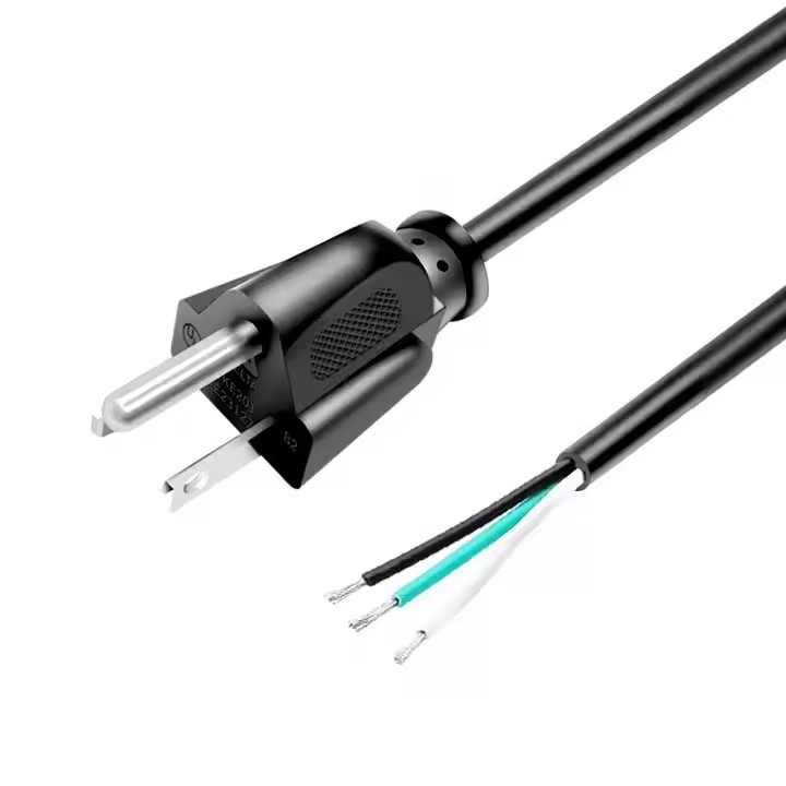 Wysokiej jakości amerykański przewód zasilania 3 szpilki Czarny PVC 3 końcówki czyste miedziane 18awg 1,5 metra 5 stóp