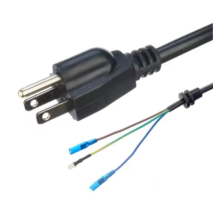 ETL Certified 3-Copper Core SJTW 10/12/14 Awg 3 Prong PVC Izolowany Drut Nema 5-15p To Bare End Kable zasilania AC