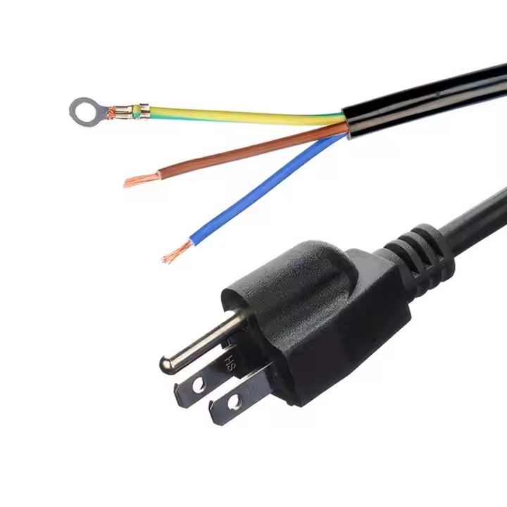 ETL Certified 3-Copper Core SJTW 10/12/14 Awg 3 Prong PVC Izolowany Drut Nema 5-15p To Bare End Kable zasilania AC