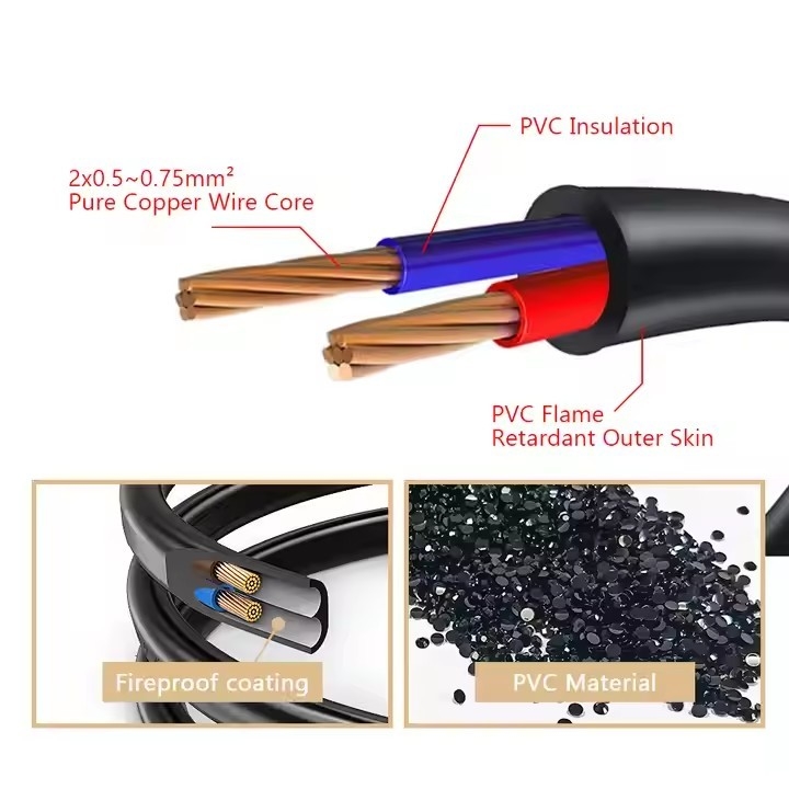 2.5A 250V CCC VDE ETL Zatwierdzony przez IEC przewód zasilający przedłużeniowy C7 Złącze pod kątem prostym C7