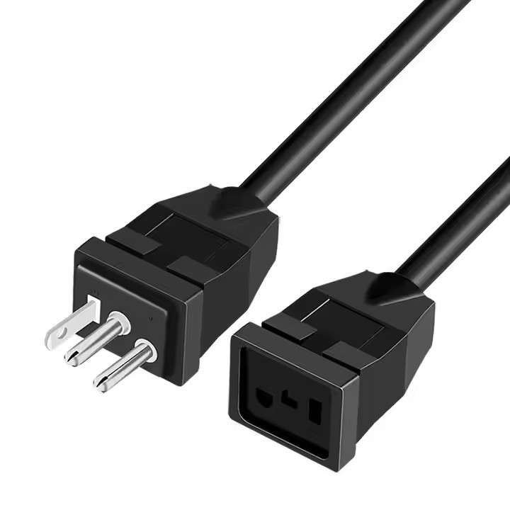 ETL UL817/CSA C22.2 SJT 3X14 Do 10AWG 3 Pin US Black Power Cord Extension Przemysłowe przewody rozszerzające US Do oświetlenia