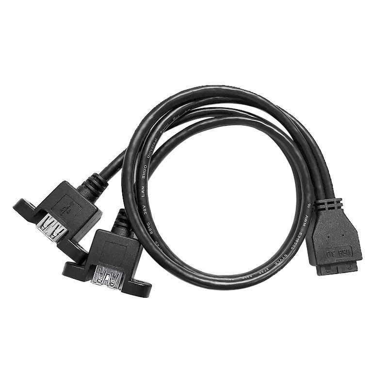 Przemysł Przesyłki przewodowe USB 3.0 Panel Mount A X2 do 20 Pin Header Płyty głównej Custom