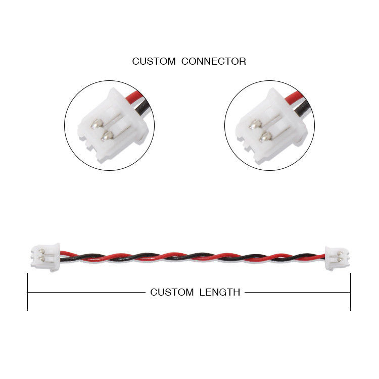 RY Brand JST Wire Harness XHP-2 Kabel łącznikowy 22AWG UL1007 Czarny Czerwony 2P
