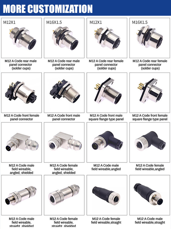 Fabryczny MD WF 6 Pin Mini Din Cable, IP67 Straight Isobus Cable Lvds Display Connector