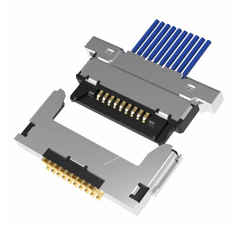 Zestaw kabli mikro-koaksjalnych 20345-010T32R o rozmiarze 0,4 mm i poziomym sprzężeniu typu 10-pin LVDS micro-coaxial connect
