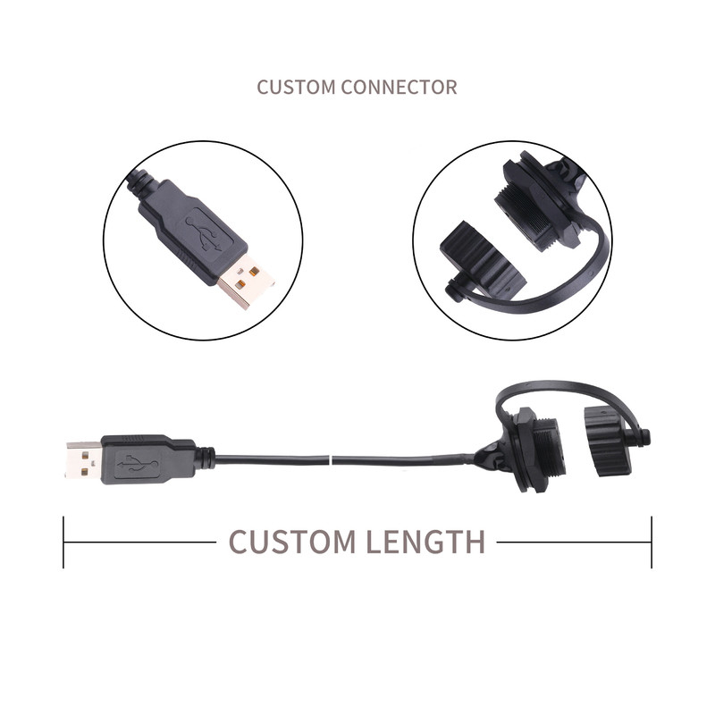 Złącze żeńskie USB 2.0 A z osłoną i nasadką na kable USB 2.0 A wykonane na wymiar