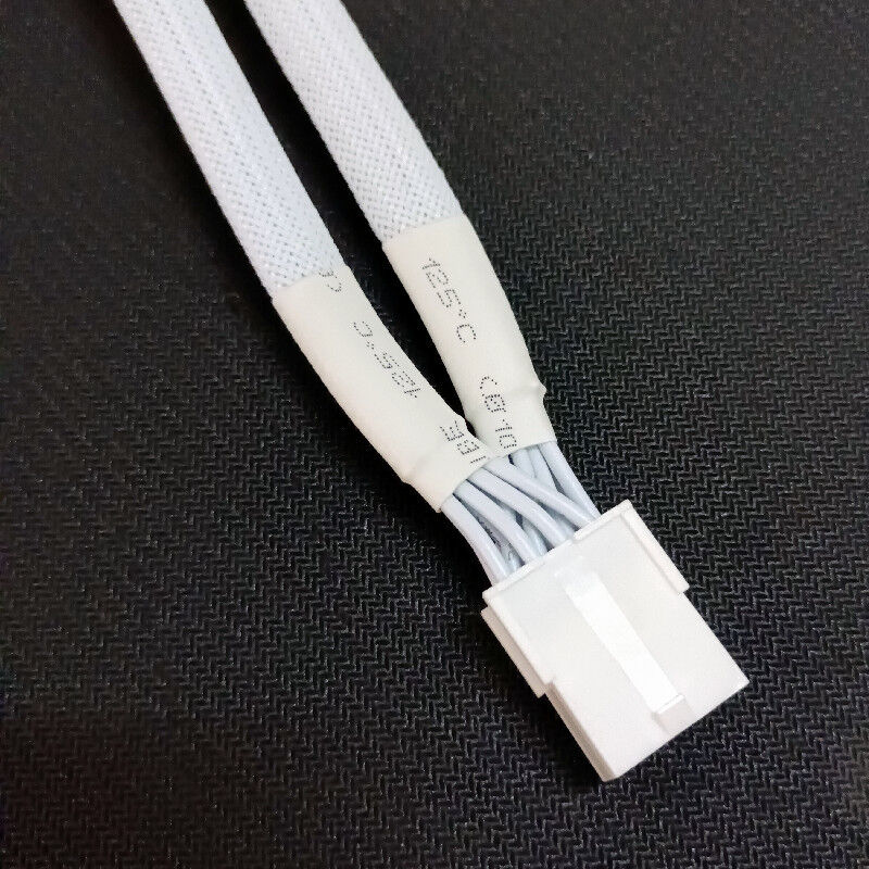 Biały, oplotowany kabel zasilania PCIe żeński na podwójny 8P(6+2)pin męski GPU VGA o długości 20cm z przewodem 16AWG/18AWG