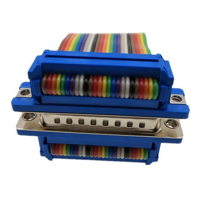 25 pinów złoty podłączacz D-Sub z długim kablem płaskim i podłączaczem IDC