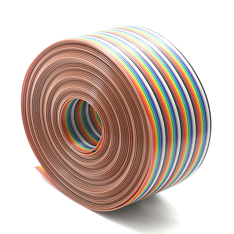 Płaski kabel taśmowy tęczowy z izolacją PVC i złączami IDC o rastrze 1,27 mm