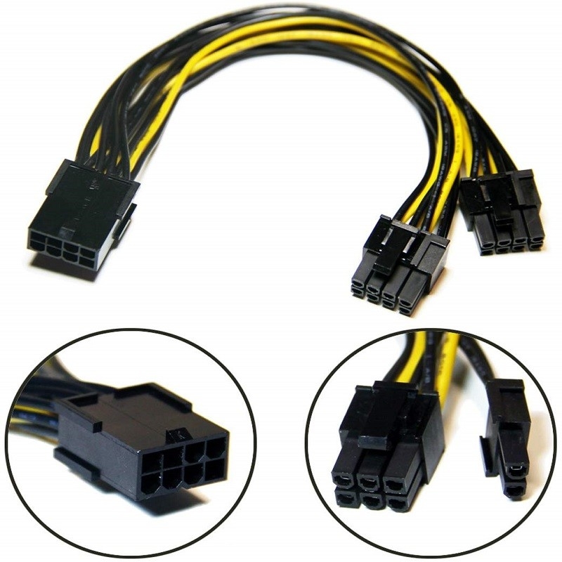 Pcie 8pin żeński na podwójny PciE 6 2pin męski rozdzielacz Vga kabel konwertera zasilania 18awg 20cm do karty graficznej Gpu